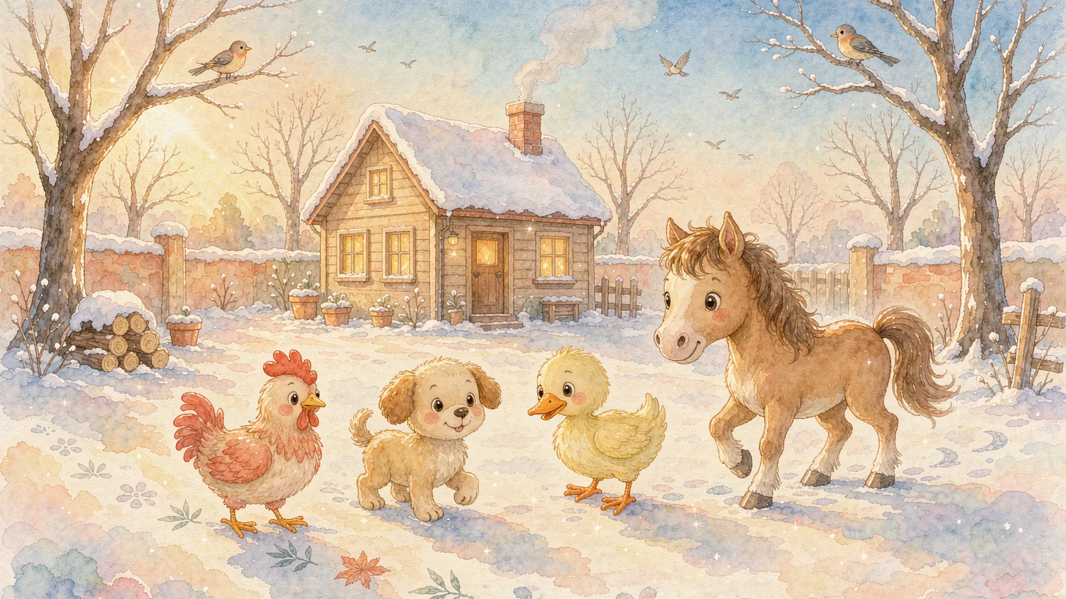 little-painters-in-the-snow-chinese-bedtime-story illustration - Chinese bedtime story illustration