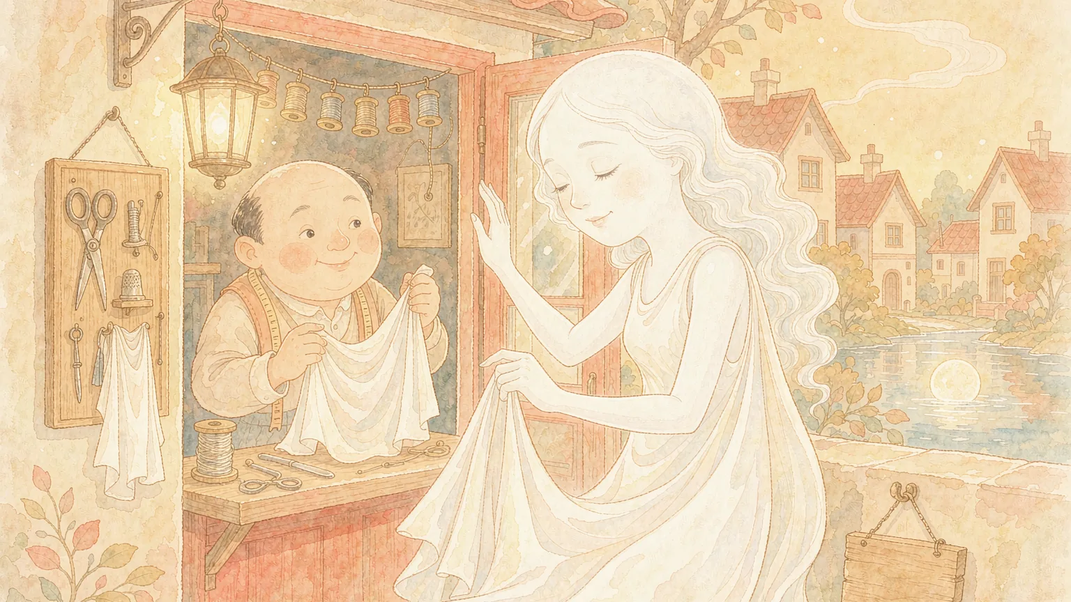 moons-new-dress-chinese-bedtime-story illustration - Chinese bedtime story illustration
